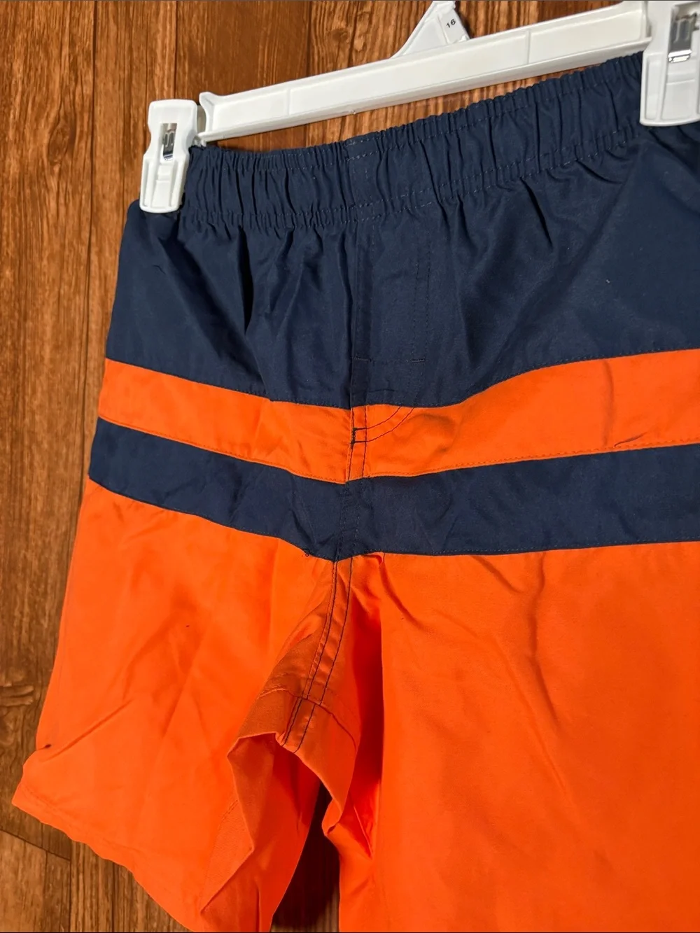 NWT Liquid Wave Men's Two-Tone Orange and Navy Swim Trunks